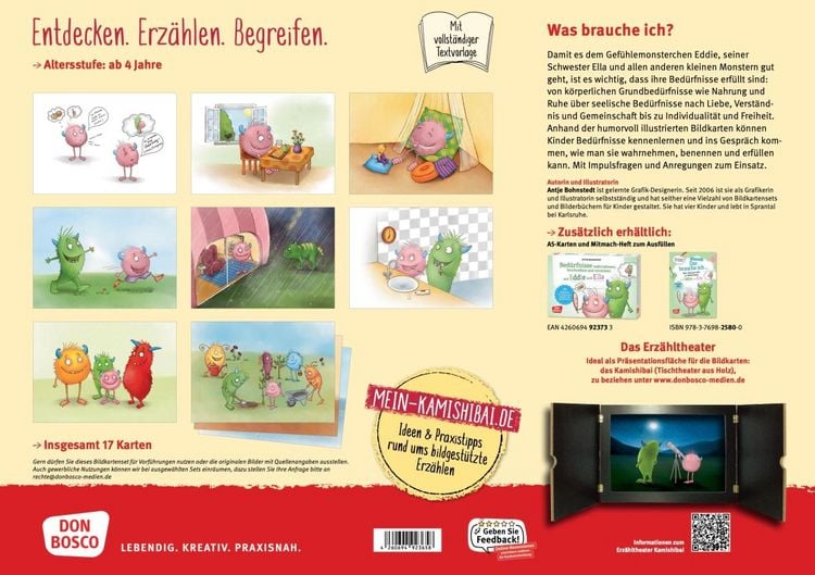 Produktbild: Eddie und Ella. Bed&uuml;rfnisse wahrnehmen, erkennen und benennen. Kamishibai Bildkartenset