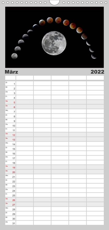 Produktbild: Familienplaner Himmlische Impressionen (Wandkalender 2022 , 21 cm x 45 cm, hoch)