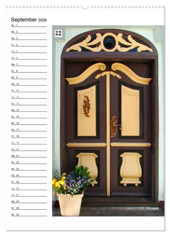 Produktbild: Alte D&auml;nische T&uuml;ren (hochwertiger Premium Wandkalender 2026 DIN A2 hoch), Kunstdruck in Hochglanz