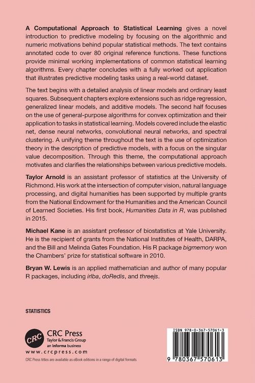 Produktbild: A Computational Approach to Statistical Learning