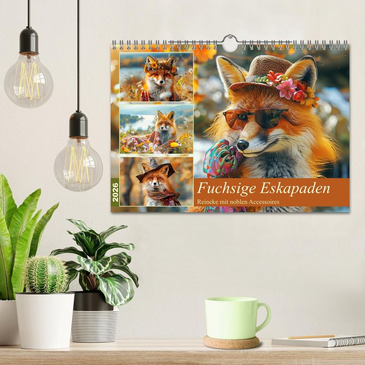 Produktbild: Fuchsige Eskapaden. Reineke mit noblen Accessoires (Wandkalender 2026 DIN A4 quer), CALVENDO Monatskalender