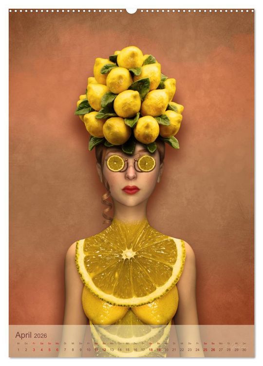 Produktbild: Zum Anbeissen - surreale Frauenportraits mit Obst und Gem&uuml;se (Wandkalender 2026 DIN A2 hoch), CALVENDO Monatskalender