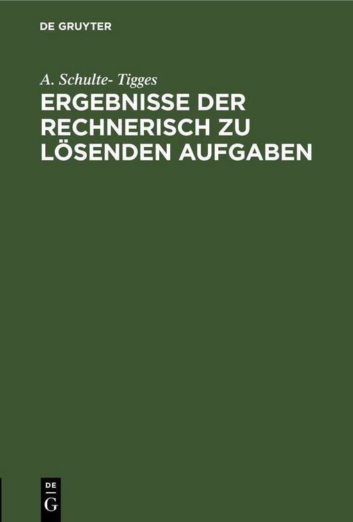 Produktbild: Ergebnisse der rechnerisch zu l&ouml;senden Aufgaben