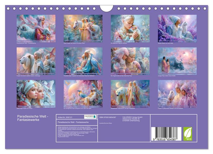Produktbild: Paradiesische Welt - Fantasiewerke (Wandkalender 2026 DIN A4 quer), CALVENDO Monatskalender
