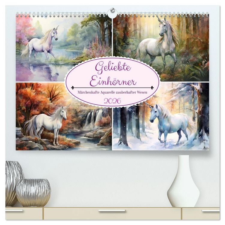 Produktbild: Geliebte Einh&ouml;rner (hochwertiger Premium Wandkalender 2026 DIN A2 quer), Kunstdruck in Hochglanz