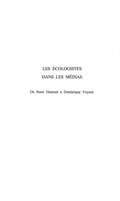 Produktbild: Les Ecologistes Dans Les Medias