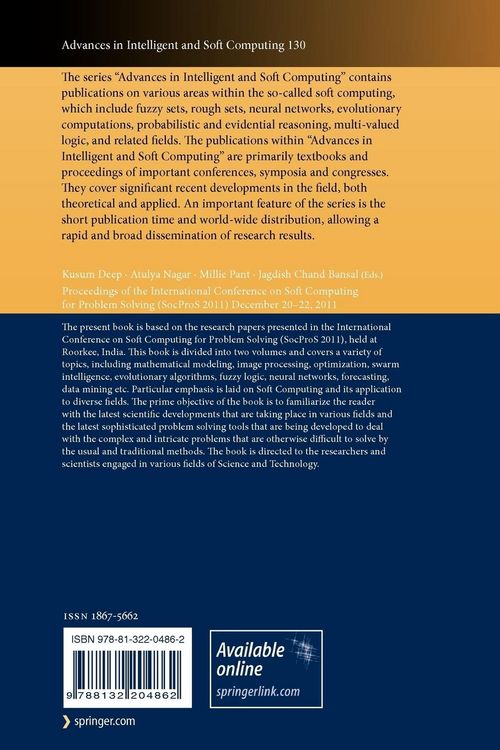 Produktbild: Proceedings of the International Conference on Soft Computing for Problem Solving (SocProS 2011) December 20-22, 2011