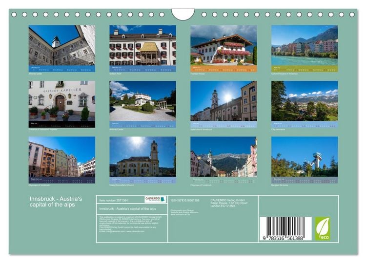 Produktbild: Innsbruck - Austria&lsquo;s capital of the alps (Wall Calendar 2026 DIN A4 landscape), CALVENDO 12 Month Wall Calendar