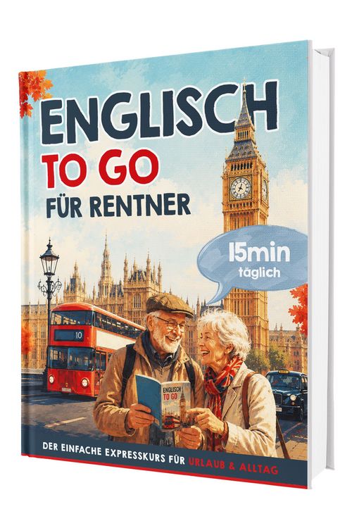 Produktbild: Englisch to Go f&uuml;r Rentner: Der einfache Expresskurs f&uuml;r Urlaub und Alltag &ndash; 15 Minuten t&auml;glich | Mit Reisedialogen, &Uuml;bungen und QR-Audios