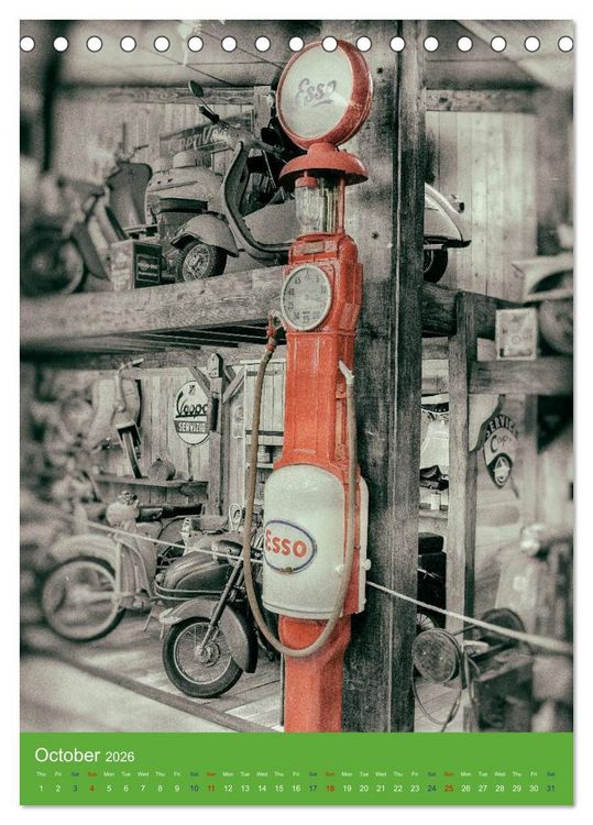 Produktbild: Fuel vintage pumps (Desk Calendar 2026 DIN A5 portrait), CALVENDO 12 Month DeskCalendar