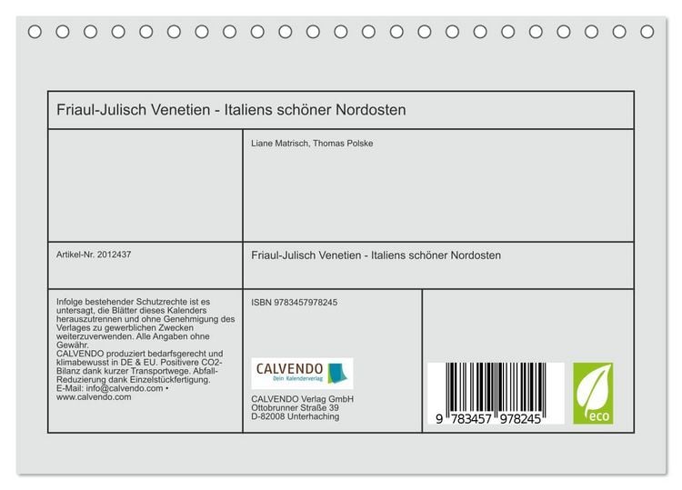 Produktbild: Friaul-Julisch Venetien - Italiens sch&ouml;ner Nordosten (Tischkalender 2026 DIN A5 quer), CALVENDO Monatskalender