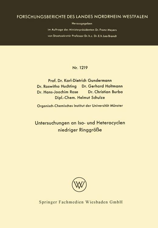 Produktbild: Untersuchungen an Iso- und Heterocyclen niedriger Ringgr&ouml;&szlig;e