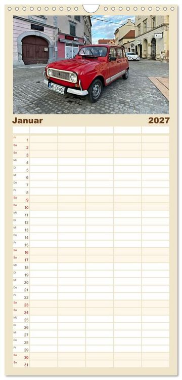 Produktbild: Familienplaner 2027 - Kultauto aus Frankreich - Renault 4 mit 5 Spalten (Wandkalender, 21 x 45 cm) CALVENDO