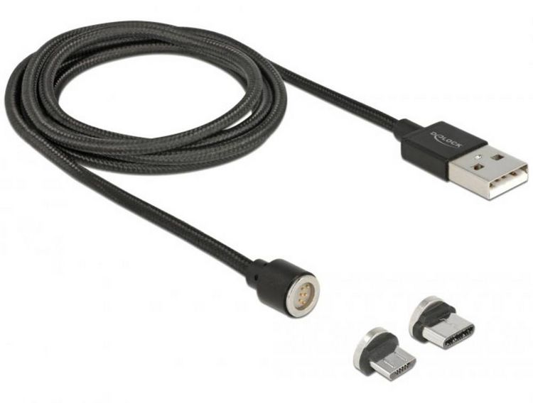 Produktbild: Delock USB-Kabel USB 2.0 USB-A Stecker, USB-C&reg; Stecker, USB-Micro-B Stecker 1.10 m Schwarz 85723