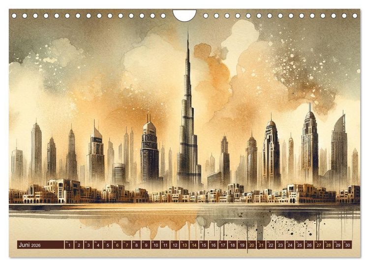 Produktbild: Von New York bis Tokio - Ein KI-Kalender f&uuml;r Weltenbummler (Wandkalender 2026 DIN A4 quer), CALVENDO Monatskalender