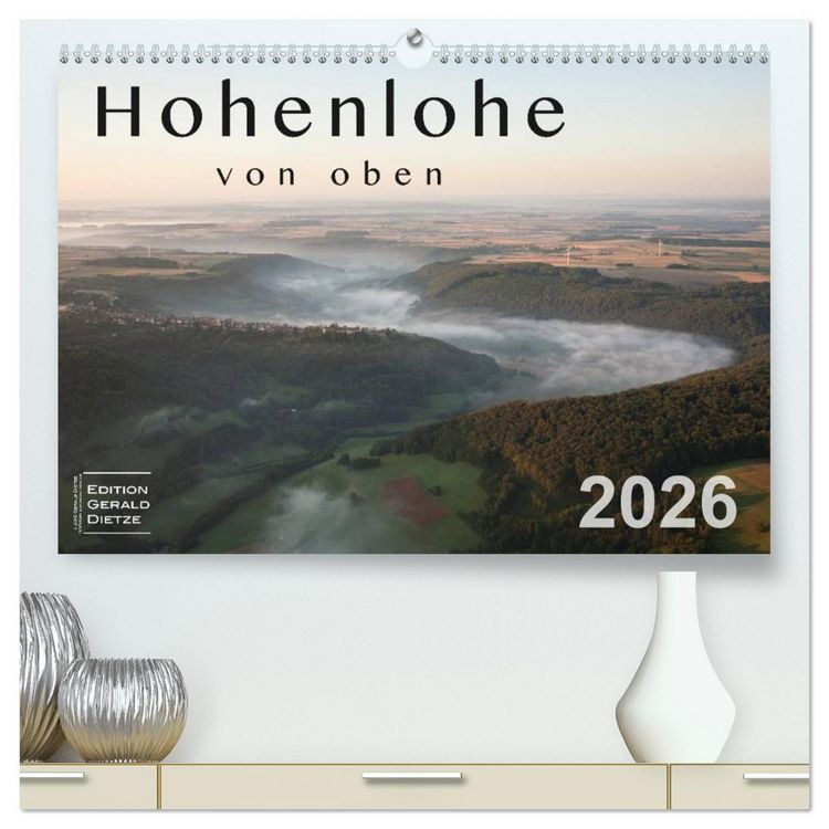 Produktbild: Hohenlohe von oben (hochwertiger Premium Wandkalender 2026 DIN A2 quer), Kunstdruck in Hochglanz