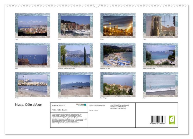 Produktbild: Nizza, C&ocirc;te d'Azur (hochwertiger Premium Wandkalender 2026 DIN A2 quer), Kunstdruck in Hochglanz
