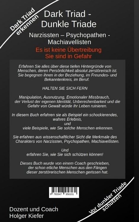 Produktbild: Dark Triad - Dunkle Triade Narzissten &ndash; Psychopathen &ndash; Machiavellisten