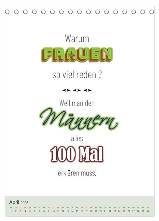 Produktbild: Was Mann &uuml;ber Frau wissen sollte und umgekehrt ... (Tischkalender 2026 DIN A5 hoch), CALVENDO Monatskalender