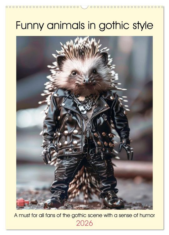 Produktbild: Funny animals in gothic style (Wall Calendar 2026 DIN A2 portrait), CALVENDO 12 Month Wall Calendar