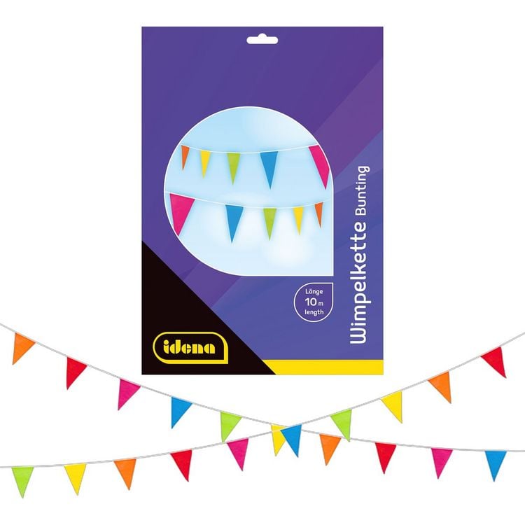 Produktbild: Idena Wimpelkette dreieckig mehrfarbig 10m 20 Wimpel 20x30cm