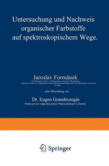Produktbild: Untersuchung und Nachweis organischer Farbstoffe auf spektroskopischem Wege