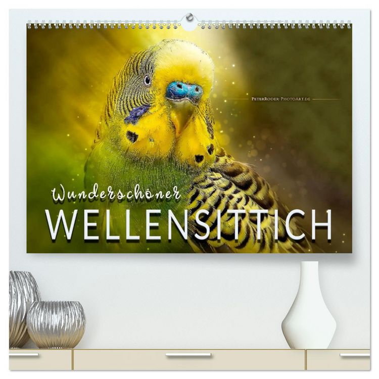 Produktbild: Wundersch&ouml;ner Wellensittich (hochwertiger Premium Wandkalender 2026 DIN A2 quer), Kunstdruck in Hochglanz
