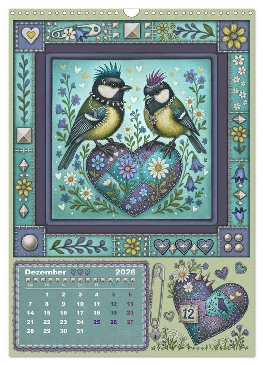 Produktbild: V&ouml;gel. Kleine Punks. Gro&szlig;es Herz. (Wandkalender 2026 DIN A3 hoch), CALVENDO Monatskalender
