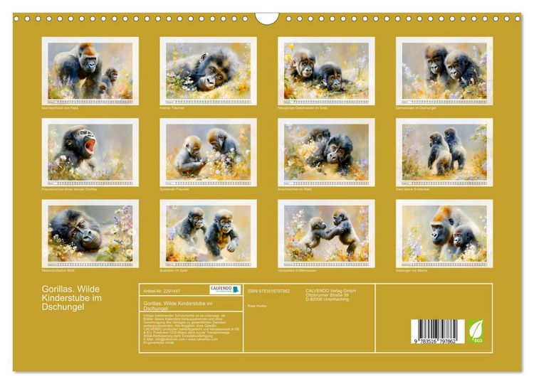 Produktbild: Gorillas. Wilde Kinderstube im Dschungel (Wandkalender 2027 DIN A3 quer), CALVENDO Monatskalender