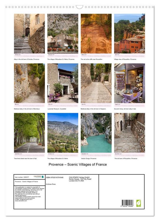 Produktbild: Provence &ndash; Scenic Villages of France (Wall Calendar 2027 DIN A2 portrait), CALVENDO 12 Month Wall Calendar