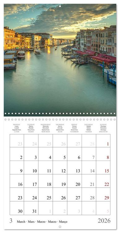 Produktbild: Lieux romantiques &agrave; Venise (Calendrier mural carr&eacute; 2026 30x30 cm) Calendrier double avec une page pour vos prises de notes