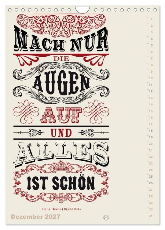 Produktbild: Die sch&ouml;nsten Lebensweisheiten Typo - Kalender (Wandkalender 2027 DIN A4 hoch), CALVENDO Monatskalender