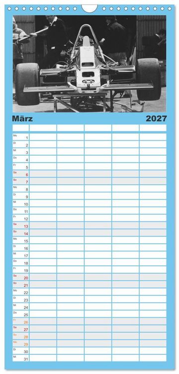 Produktbild: Familienplaner 2027 - Formel, Rennen, Boxengasse 1971-&acute;83 mit 5 Spalten (Wandkalender, 21 x 45 cm) CALVENDO