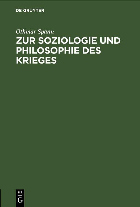 Produktbild: Zur Soziologie und Philosophie des Krieges