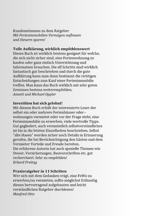 Produktbild: Richtige Kaufentscheidung und erfolgreicher Start mit Ihrer ersten Ferienimmobilie!
