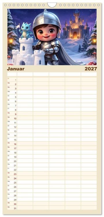 Produktbild: Familienplaner 2027 - Kleiner Ritter - Jahresreise mit 5 Spalten (Wandkalender, 21 x 45 cm) CALVENDO