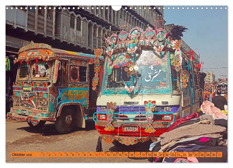 Produktbild: Pakistan farbenfrohe Busse (Wandkalender 2026 DIN A3 quer), CALVENDO Monatskalender