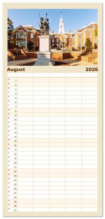 Produktbild: Familienplaner 2026 - USA Ostk&uuml;ste. Von den Blue Ridge Mountains bis zur Chesapeake Bay mit 5 Spalten (Wandkalender, 21 x 45 cm) CALVENDO