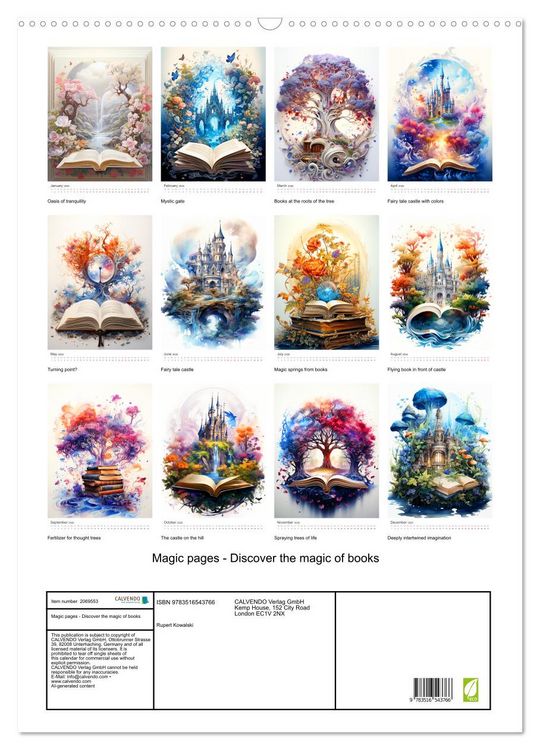 Produktbild: Magic pages - Discover the magic of books (Wall Calendar 2026 DIN A2 portrait), CALVENDO 12 Month Wall Calendar