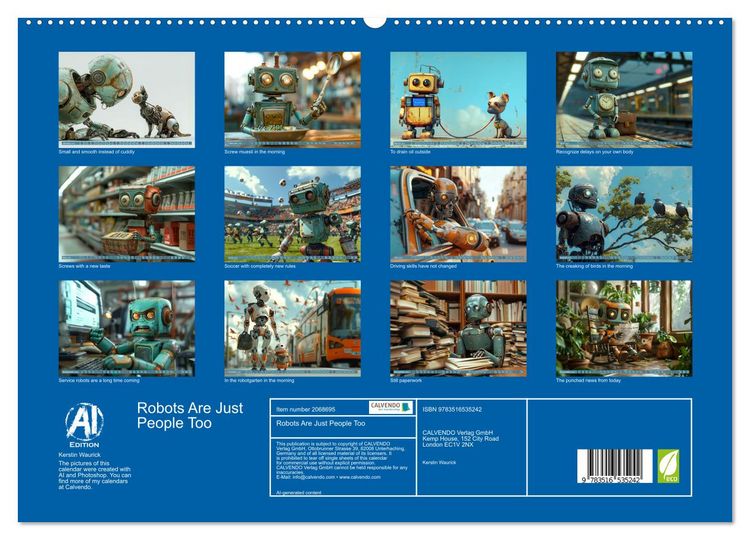 Produktbild: Robots Are Just People Too (High Quality Premium Wall Calendar 2026 DIN A2 landscape),CALVENDO 12 Month Wall Calendar