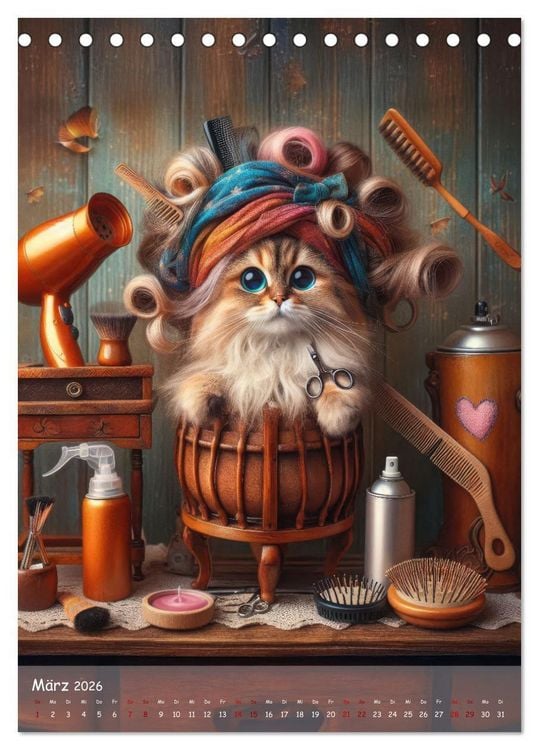 Produktbild: Katzen im Boho-Look - Ein Jahr voller Vielfalt und Charme mit niedlichen Samtpfoten (Tischkalender 2026 DIN A5 hoch), CALVENDO Monatskalender