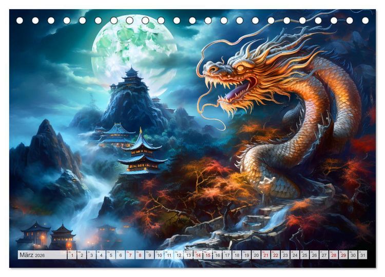 Produktbild: Jahr des Drachen - Im Stil des chinesischen Tierkreiszeichens (Tischkalender 2026 DIN A5 quer), CALVENDO Monatskalender