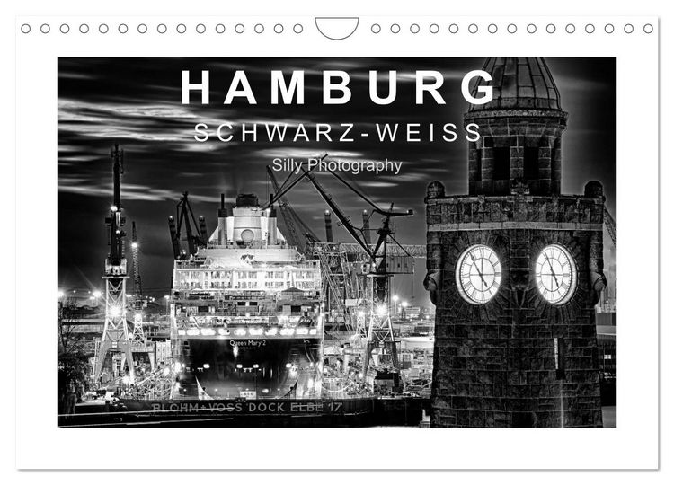 Produktbild: Hamburg in schwarz-weiss (Wandkalender 2026 DIN A4 quer), CALVENDO Monatskalender