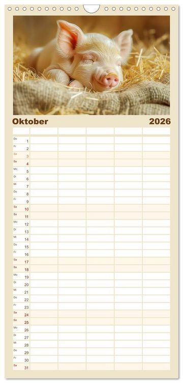 Produktbild: Familienplaner 2026 - Tierische Tr&auml;umer - Sanft ruhend mit 5 Spalten (Wandkalender, 21 x 45 cm) CALVENDO
