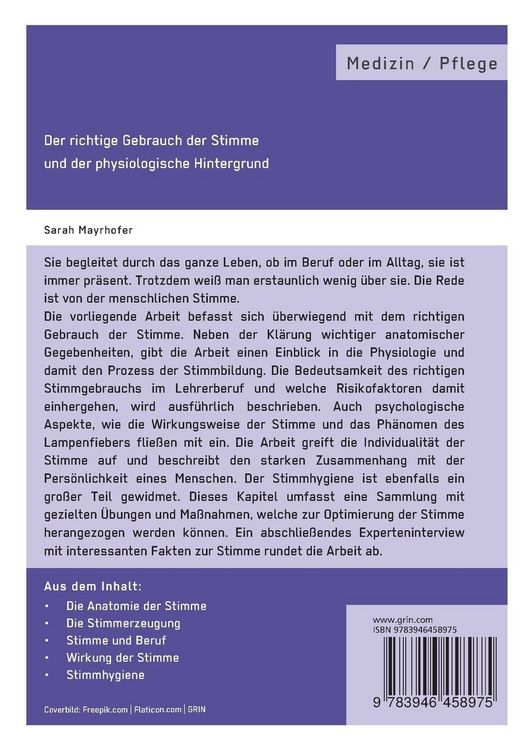 Produktbild: Der richtige Gebrauch der Stimme und der physiologische Hintergrund