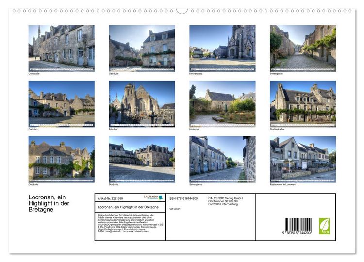 Produktbild: Locronan, ein Highlight in der Bretagne (hochwertiger Premium Wandkalender 2026 DIN A2 quer), Kunstdruck in Hochglanz