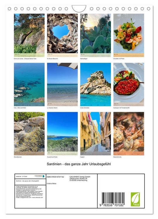 Produktbild: Sardinien - das ganze Jahr Urlaubsgef&uuml;hl (Wandkalender 2026 DIN A4 hoch), CALVENDO Monatskalender