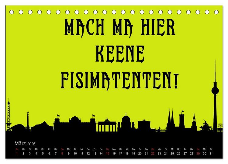 Produktbild: Berliner Mundart (Tischkalender 2026 DIN A5 quer), CALVENDO Monatskalender