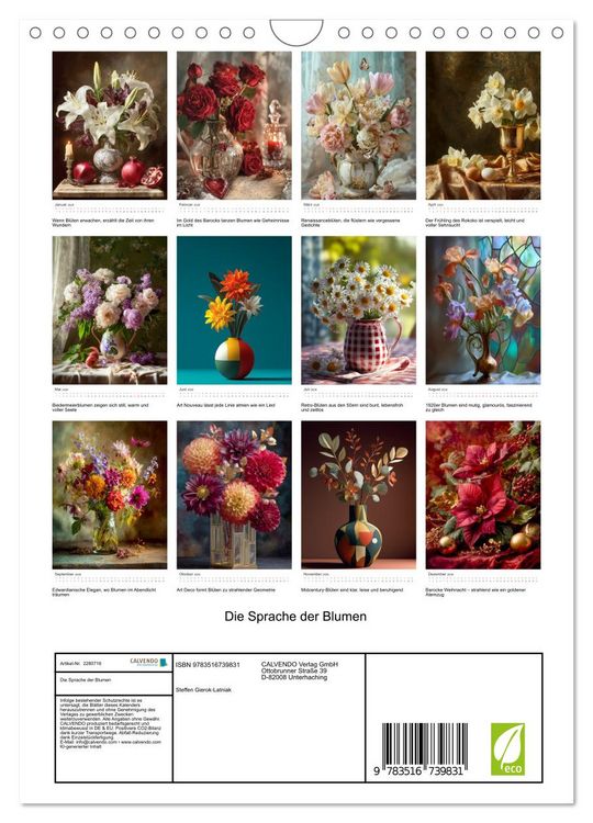 Produktbild: Die Sprache der Blumen (Wandkalender 2026 DIN A4 hoch), CALVENDO Monatskalender