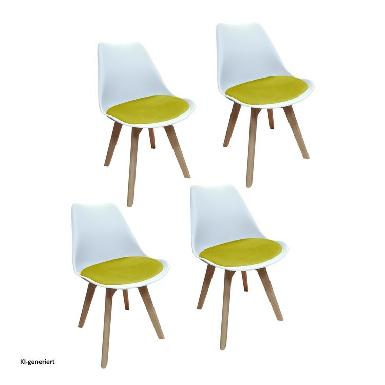 Produktbild: HTI-Living HTI-Living 4er Set Design-St&uuml;hle mit Sitzpolster Esszimmerst&uuml;hle im skandinavischen Stil